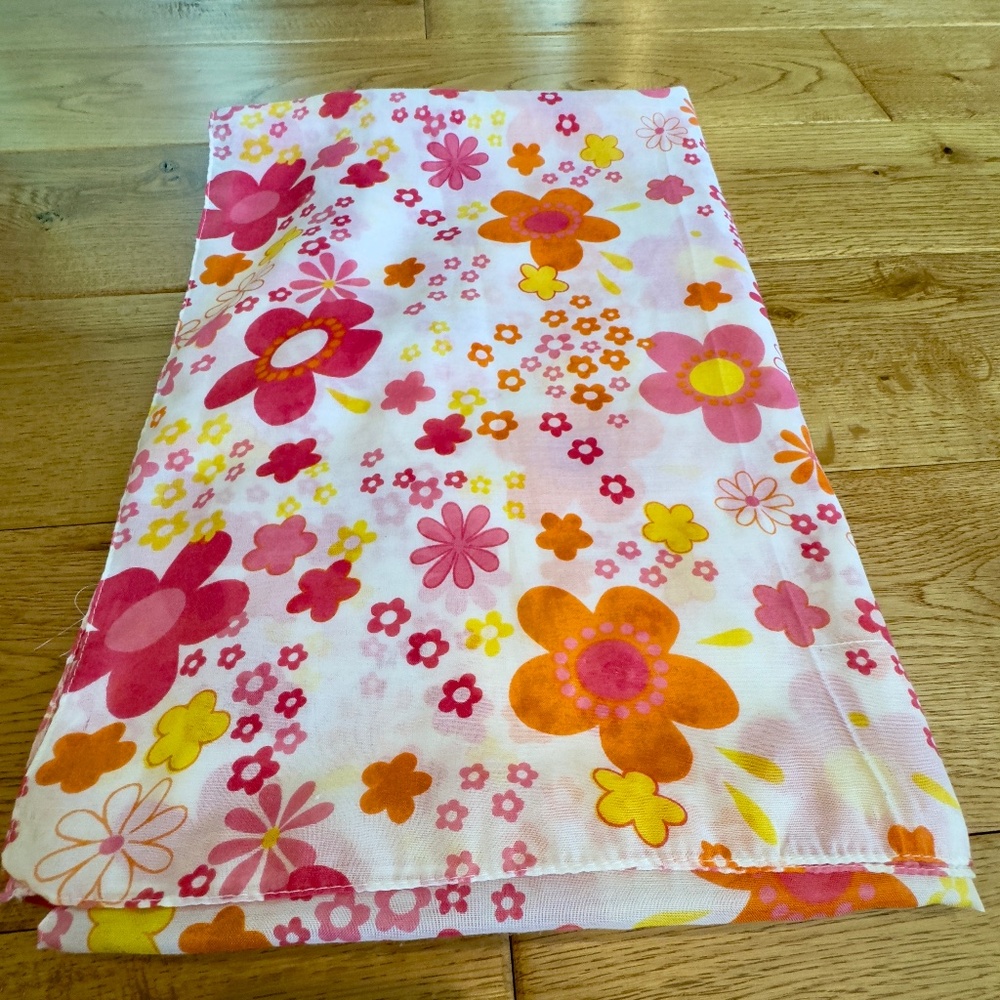 Pink, Yellow, Orange & White Multi floral scarf. L 70 x W 41